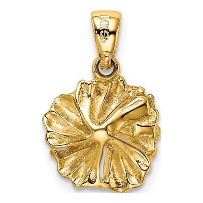 14K Yellow Gold Textured Hibiscus Flower Charm – view 4