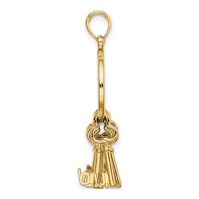 14K Yellow Gold I LOVE YOU Key Pendant – view 3