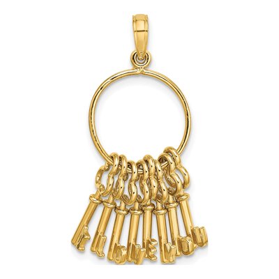 14K Yellow Gold I LOVE YOU Key Pendant