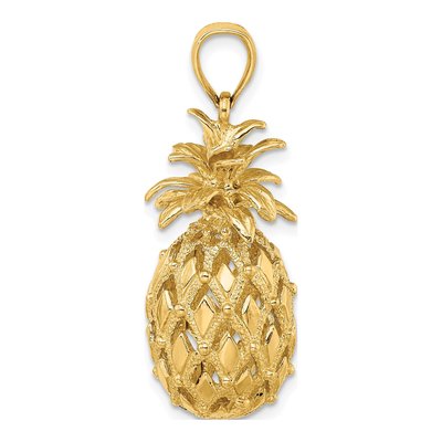 14K Yellow Gold 3-D Pineapple Pendant – view 3