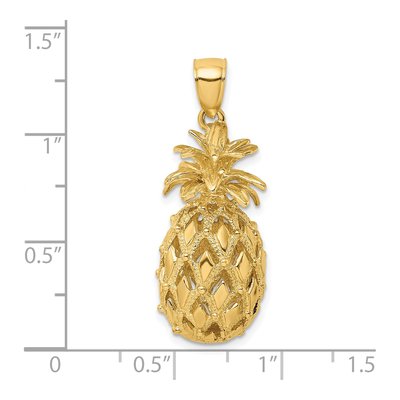 14K Yellow Gold 3-D Pineapple Pendant – view 4