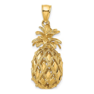 14K Yellow Gold 3-D Pineapple Pendant – view 5