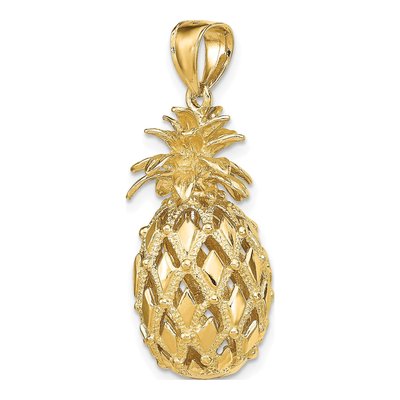 14K Yellow Gold 3-D Pineapple Pendant – view 6