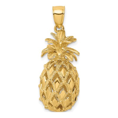 14K Yellow Gold 3-D Pineapple Pendant