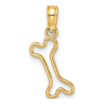 14K Yellow Gold Mini Dog Bone Charm – view 5