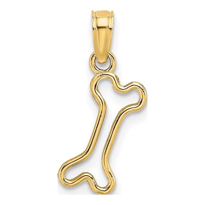 14K Yellow Gold Mini Dog Bone Charm