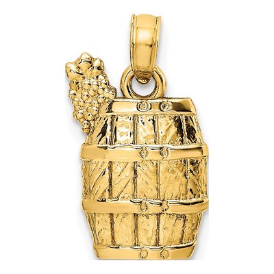 14K Yellow Gold Wine Barrel Charm