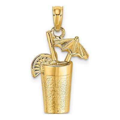 14K Yellow Gold Cocktail Drink Charm