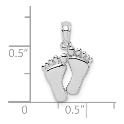 14K White Gold Double Feet Hang Ten Charm – view 4