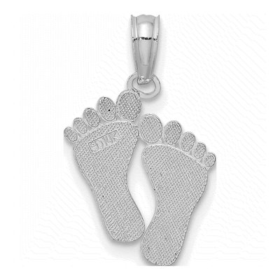 14K White Gold Double Feet Hang Ten Charm – view 5