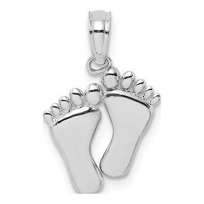 14K White Gold Double Feet Hang Ten Charm