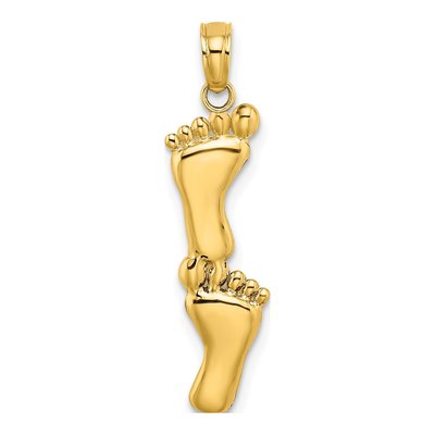 14K Yellow Gold Double Feet Pendant