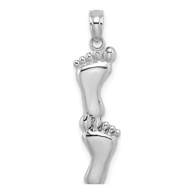 14K White Gold Double Feet Pendant