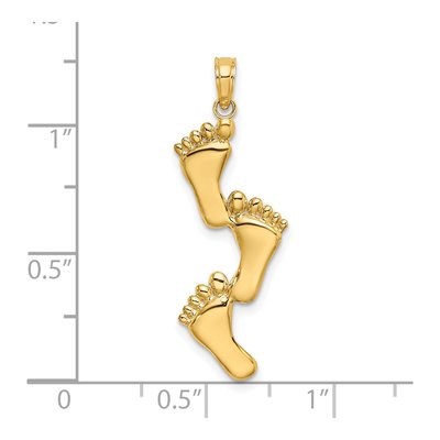 14K Yellow Gold Triple Feet Pendant – view 4