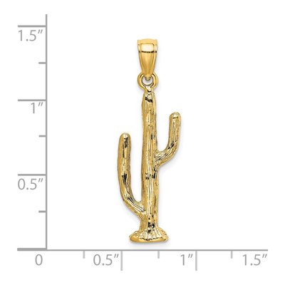 14K Yellow Gold 3D Saguaro Cactus Charm – view 4