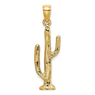 14K Yellow Gold 3D Saguaro Cactus Charm