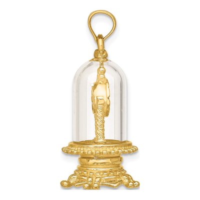 14K Yellow Gold 3D Moveable Clock Dome Charm – view 3