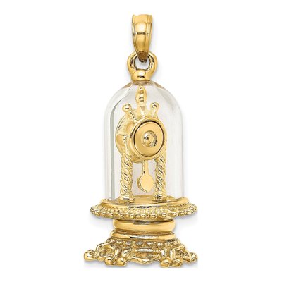 14K Yellow Gold 3D Moveable Clock Dome Charm – view 4