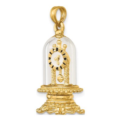 14K Yellow Gold 3D Moveable Clock Dome Charm – view 5