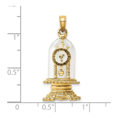 14K Yellow Gold 3D Moveable Clock Dome Charm – view 6