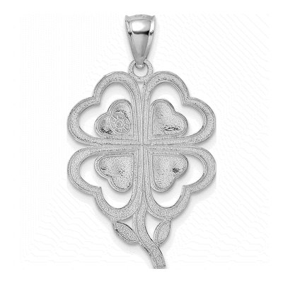 14K White Gold 4-Leaf Clover Pendant – view 4