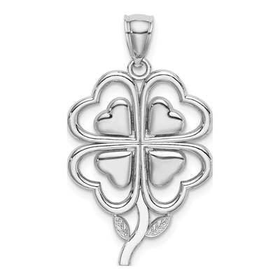 14K White Gold 4-Leaf Clover Pendant
