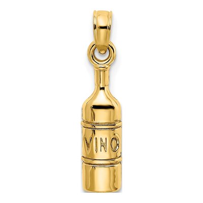 14K Yellow Gold Wine Bottle Pendant