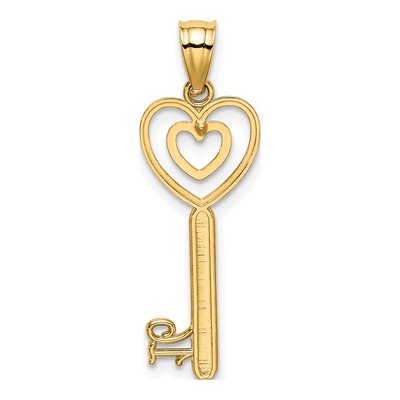 14K Yellow Gold Key Heart Sweet Pendant – view 4