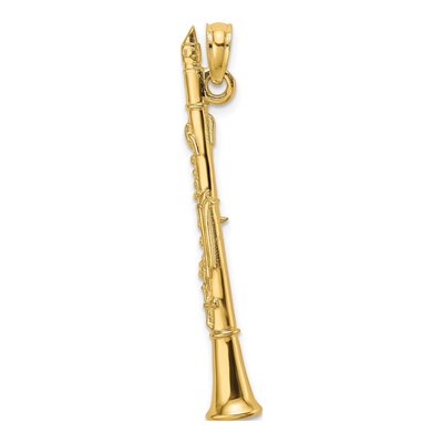14K Yellow Gold 3-D Clarinet Pendant