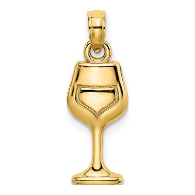14K Yellow Gold Wine Glass Pendant