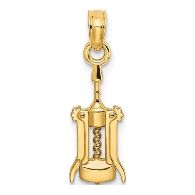 14K Yellow Gold Wine Opener Pendant