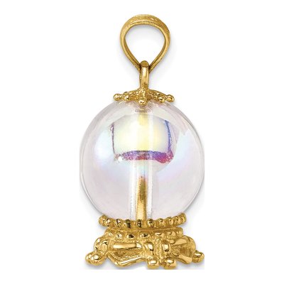 14K Yellow Gold 3D Crystal Ball Pendant – view 3
