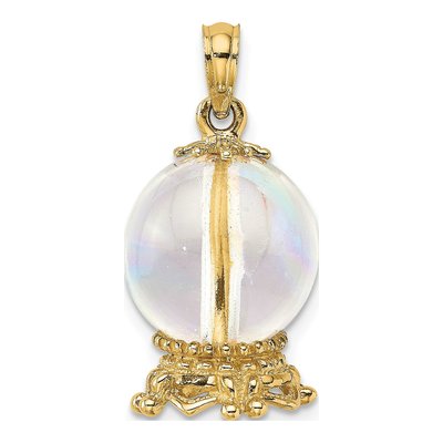 14K Yellow Gold 3D Crystal Ball Pendant – view 4