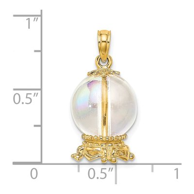 14K Yellow Gold 3D Crystal Ball Pendant – view 6