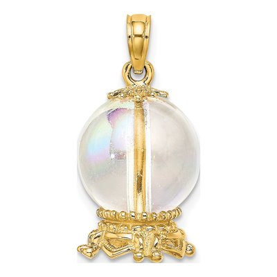 14K Yellow Gold 3D Crystal Ball Pendant