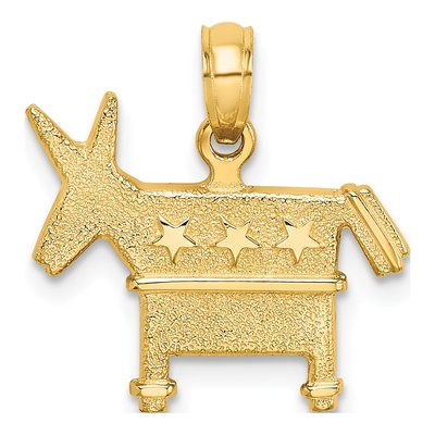 14K Yellow Gold 3D Democratic Donkey Charm