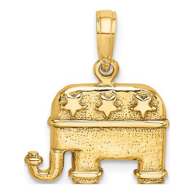 14K Yellow Gold 3D Elephant Pendant