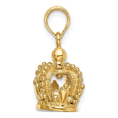 14K Yellow Gold 3D Crown Pendant – view 3