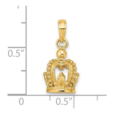 14K Yellow Gold 3D Crown Pendant – view 4