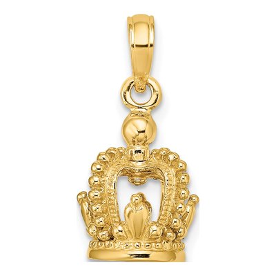 14K Yellow Gold 3D Crown Pendant