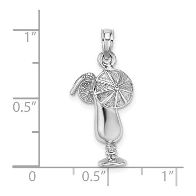 14K White Gold Tropical Drink Pendant – view 4