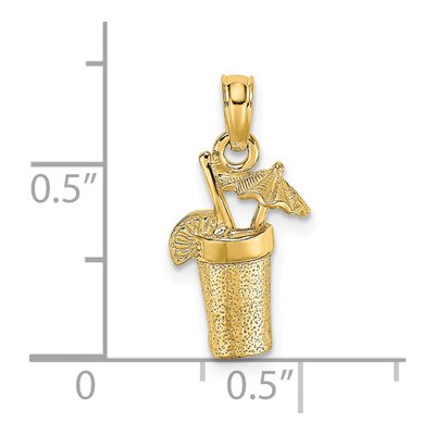 14K Yellow Gold Cocktail Umbrella Pendant – view 4