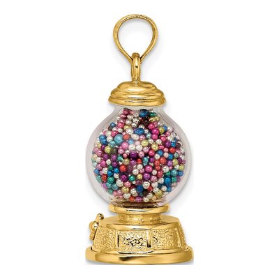 14K Yellow Gold 3-D Gumball Machine Pendant – view 3