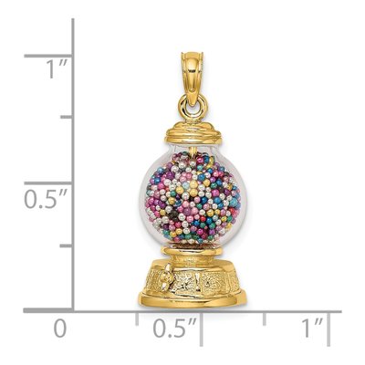 14K Yellow Gold 3-D Gumball Machine Pendant – view 4