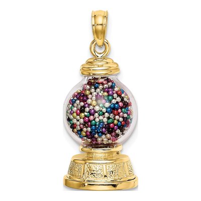 14K Yellow Gold 3-D Gumball Machine Pendant – view 5