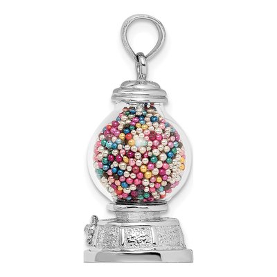 14K White Gold 3D Gumball Machine Pendant – view 3