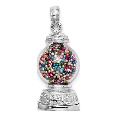 14K White Gold 3D Gumball Machine Pendant – view 4