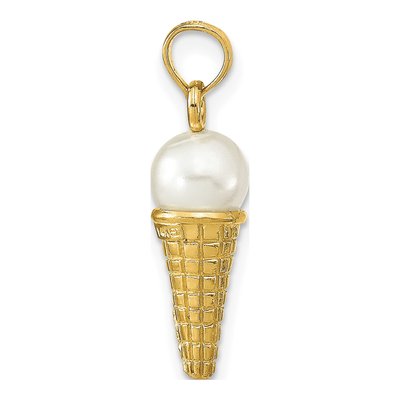 14K Yellow Gold Ice Cream Cone Pendant – view 3
