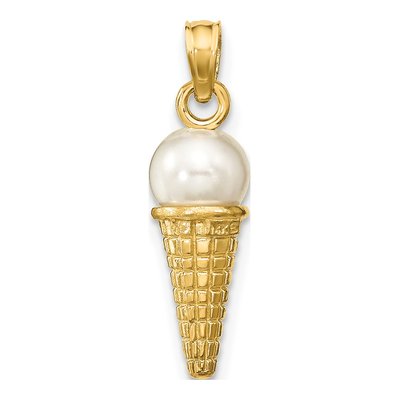 14K Yellow Gold Ice Cream Cone Pendant – view 4