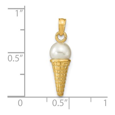 14K Yellow Gold Ice Cream Cone Pendant – view 5